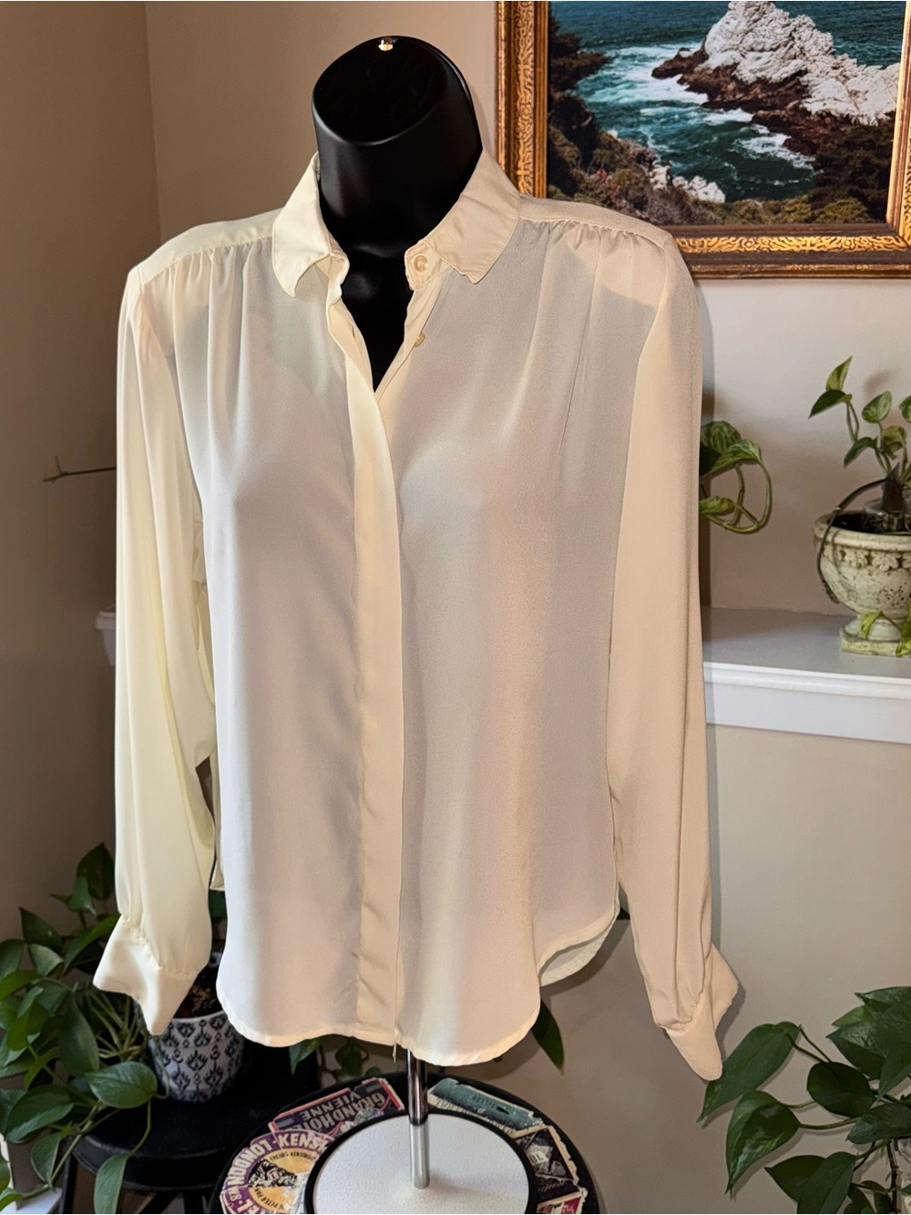 Howard Wolf Ivory Long-Sleeve Button up Blouse
